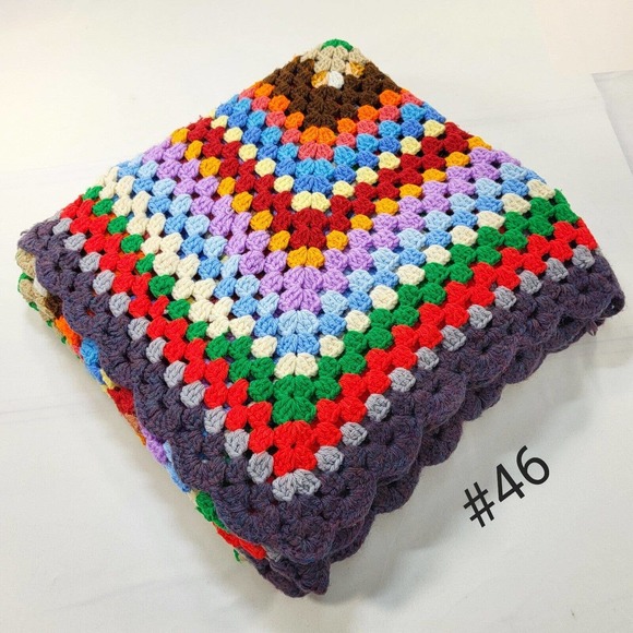 Handmade Bedding Vintage Handmade Afghan Blanket Granny Squares